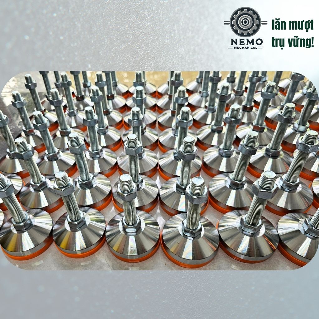 Chân Tăng Chỉnh Chịu Tải Nặng – Bát Thép Mạ Crom, Chịu Lực 1.5 Tấn (M10, M12)